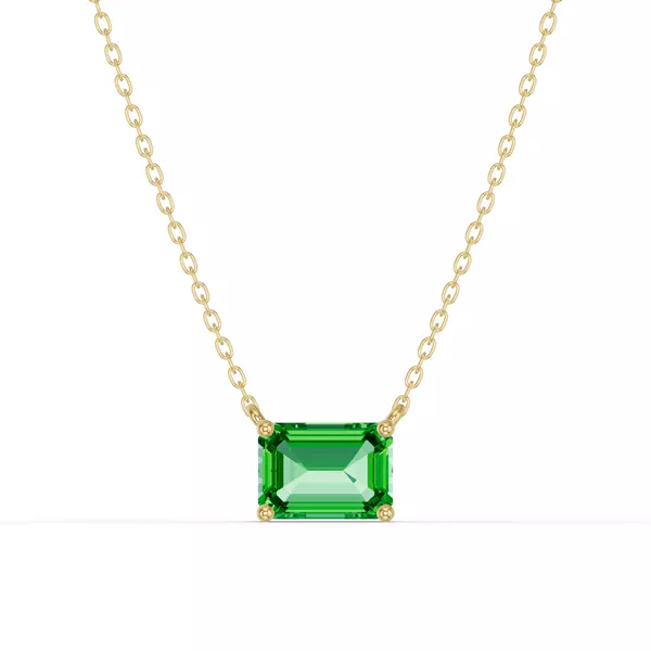 Emerald-Cut Tsavorite East-West Solitaire Necklace