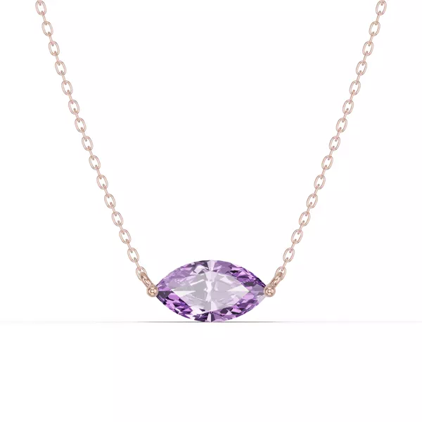 Marquise Amethyst East-West Solitaire Necklace