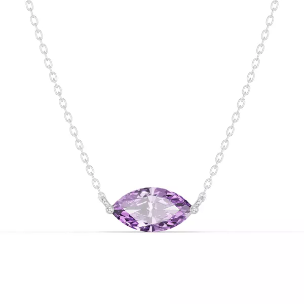 Marquise Amethyst East-West Solitaire Necklace