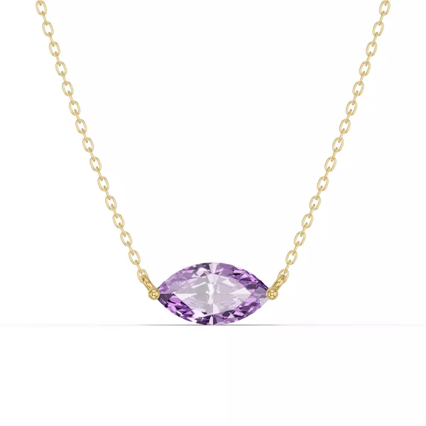 Marquise Amethyst East-West Solitaire Necklace
