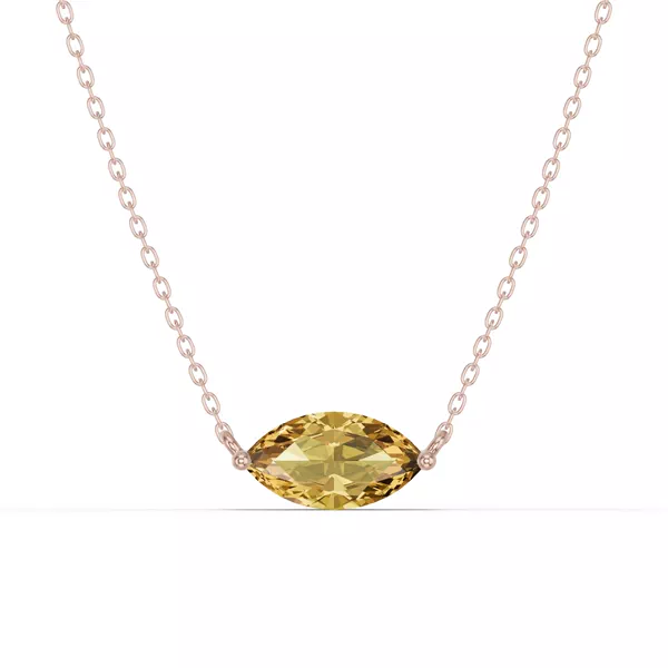 Marquise Citrine East-West Solitaire Necklace