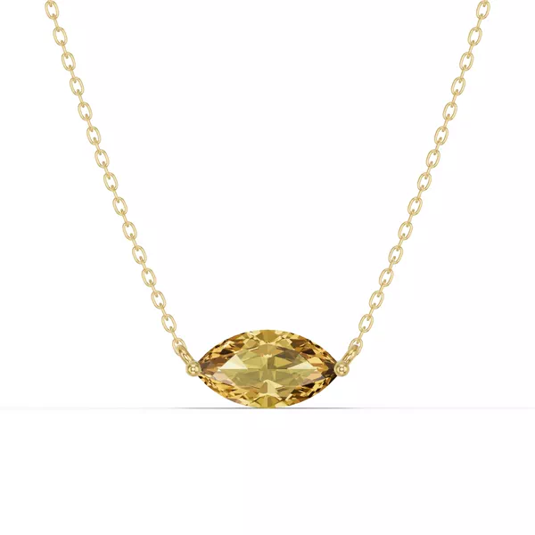 Marquise Citrine East-West Solitaire Necklace
