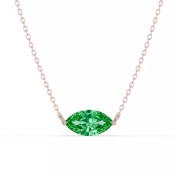 Marquise Emerald East-West Solitaire Necklace