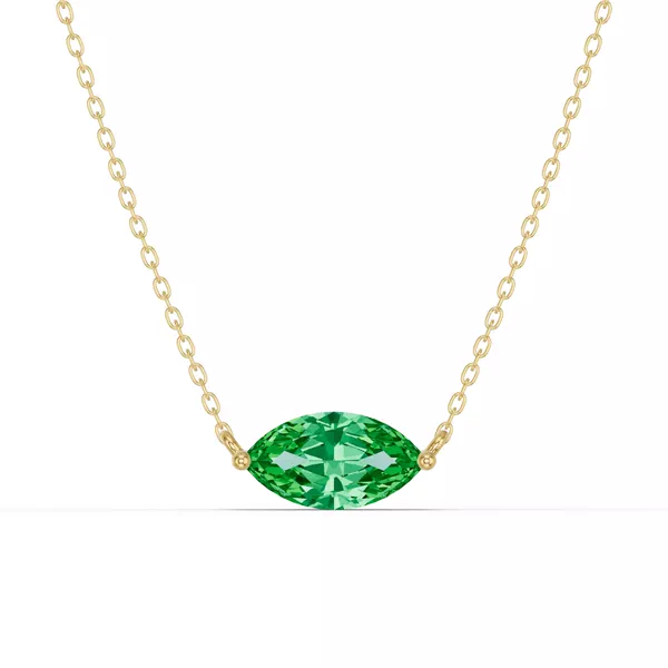 Marquise Emerald East-West Solitaire Necklace
