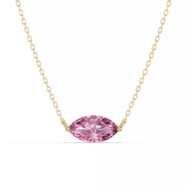 Marquise Pink Tourmaline East-West Solitaire Necklace