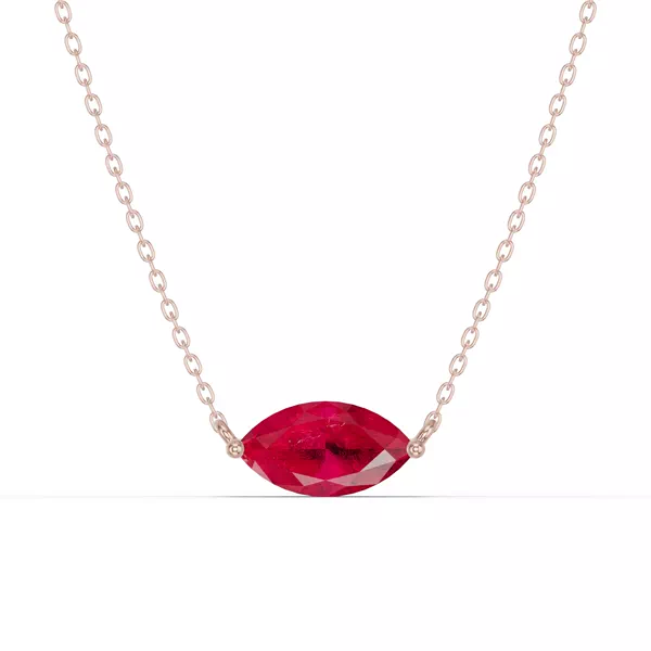 Marquise Ruby East-West Solitaire Necklace