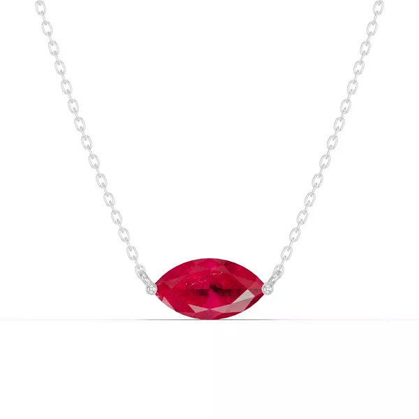 Marquise Ruby East-West Solitaire Necklace
