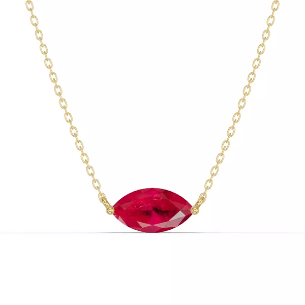 Marquise Ruby East-West Solitaire Necklace