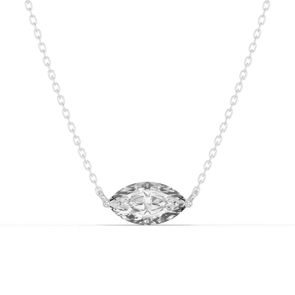 Marquise Lab Diamond East-West Solitaire Silver Necklace