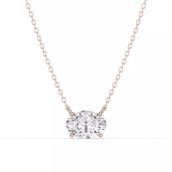 Oval Lab Diamond East-West Solitaire Necklace