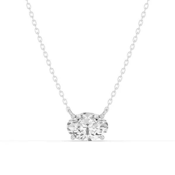 Oval Lab Diamond East-West Solitaire Necklace