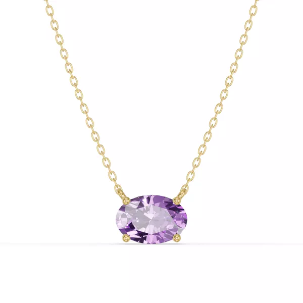 Oval Amethyst East-West Solitaire Necklace