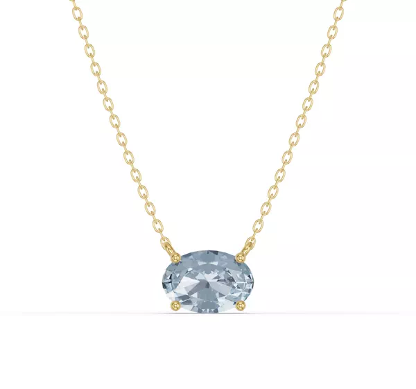 Oval Aquamarine East-West Solitaire Necklace