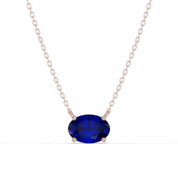 Oval Sapphire East-West Solitaire Necklace