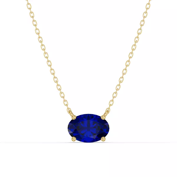Oval Sapphire East-West Solitaire Necklace