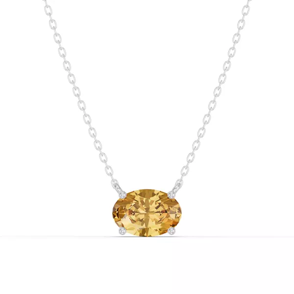 Oval Citrine East-West Solitaire Necklace