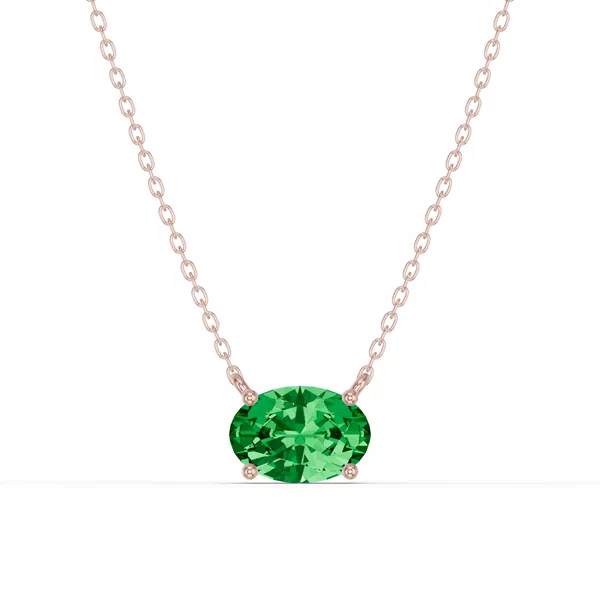 Oval Emerald East-West Solitaire Necklace