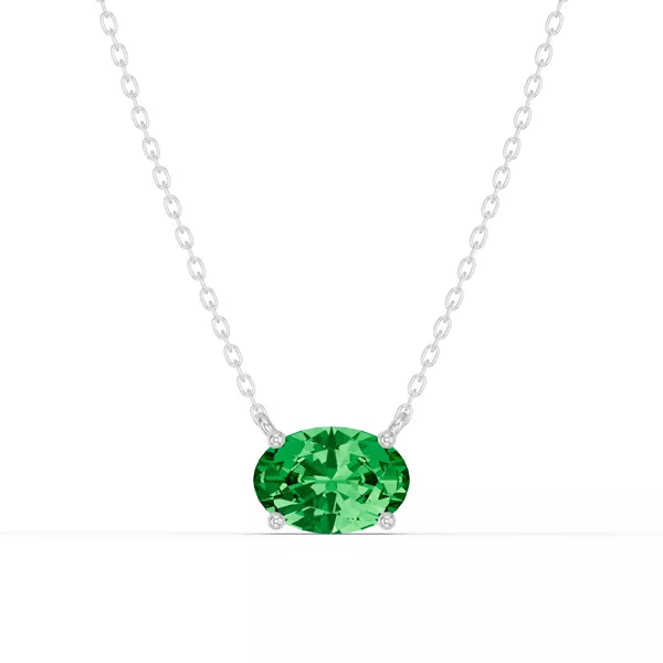 Oval Emerald East-West Solitaire Necklace
