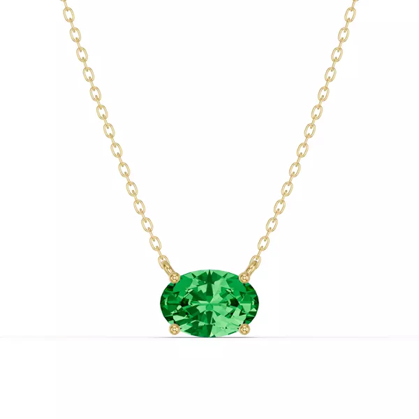 Oval Emerald East-West Solitaire Necklace