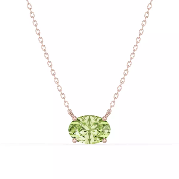 Oval Peridot East-West Solitaire Necklace