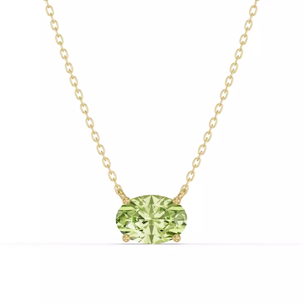 Oval Peridot East-West Solitaire Necklace