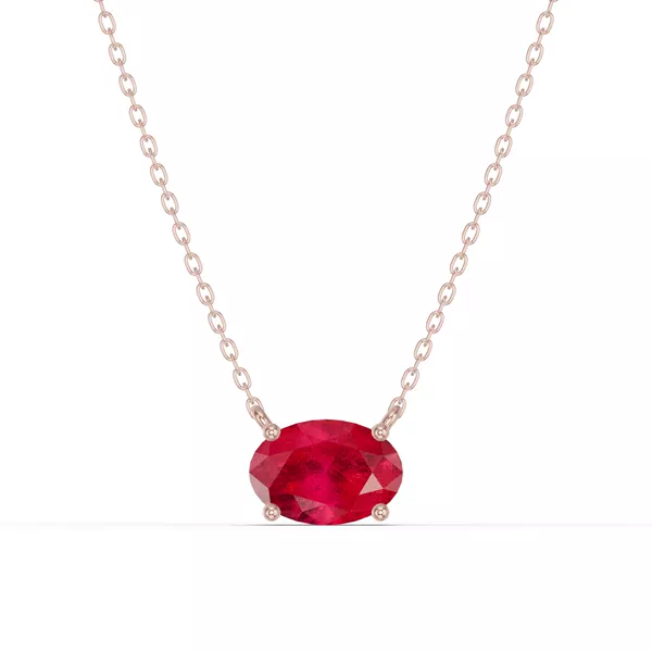 Oval Ruby East-West Solitaire Necklace