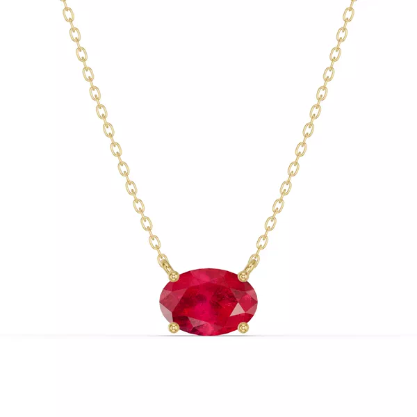 Oval Ruby East-West Solitaire Necklace