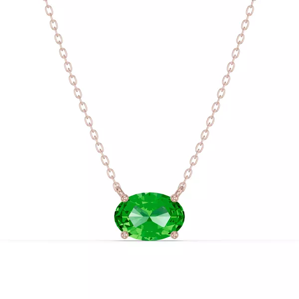 Oval Tsavorite East-West Solitaire Necklace