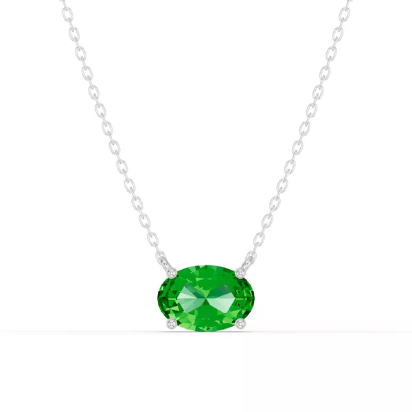 Oval Tsavorite East-West Solitaire Necklace