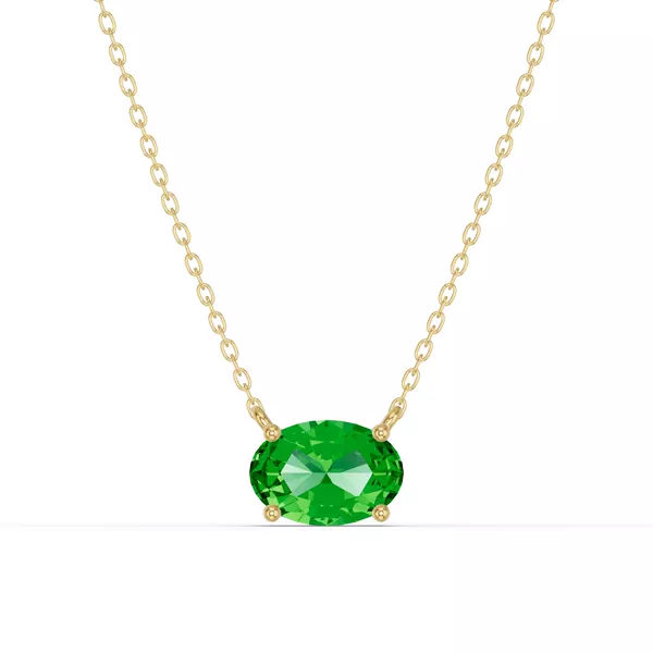 Oval Tsavorite East-West Solitaire Necklace