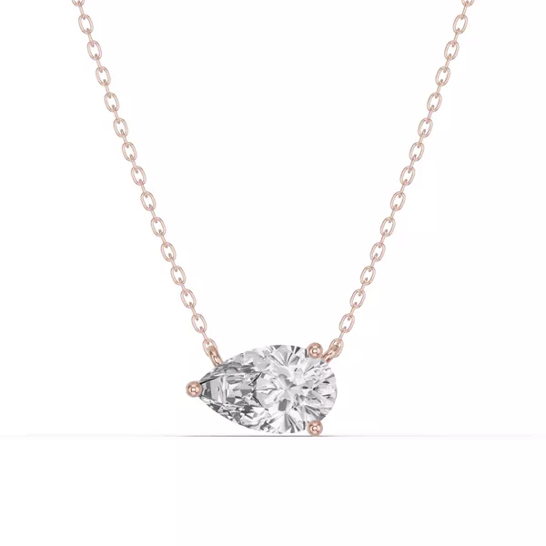 Pear-Shaped Lab Diamond East-West Solitaire Necklace