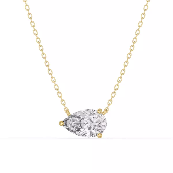 Pear-Shaped Lab Diamond East-West Solitaire Necklace