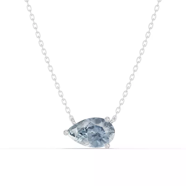Pear-Shaped Aquamarine East-West Solitaire Silver Necklace