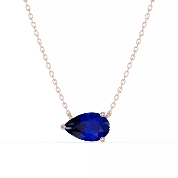 Pear-Shaped Sapphire East-West Solitaire Necklace