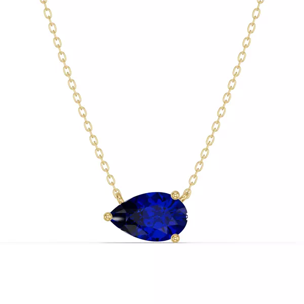 Pear-Shaped Sapphire East-West Solitaire Necklace