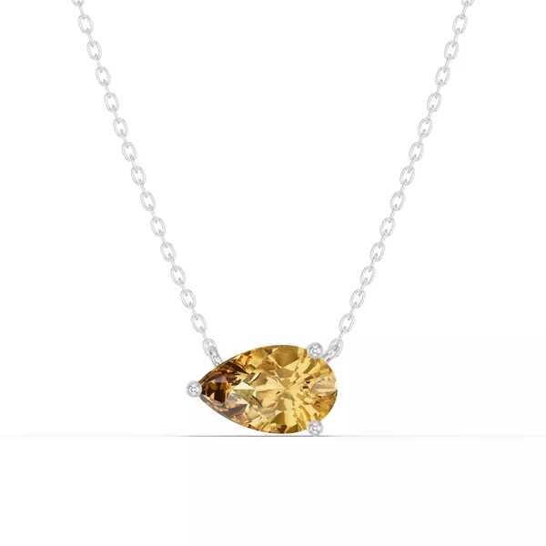 Pear-Shaped Citrine East-West Solitaire Necklace