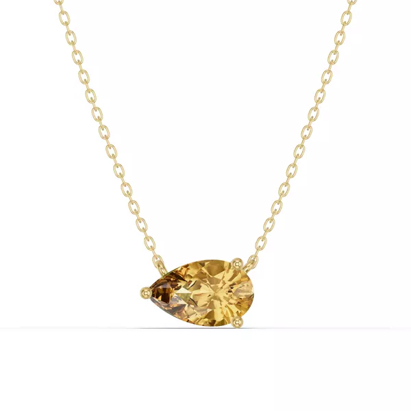 Pear-Shaped Citrine East-West Solitaire Necklace