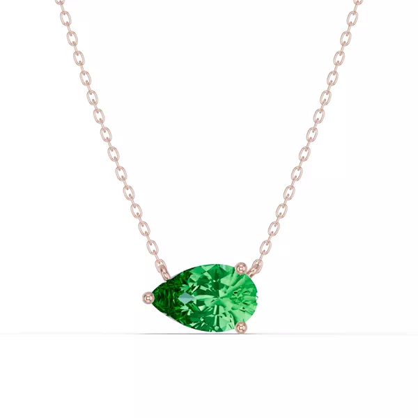 Pear-Shaped Emerald East-West Solitaire Necklace