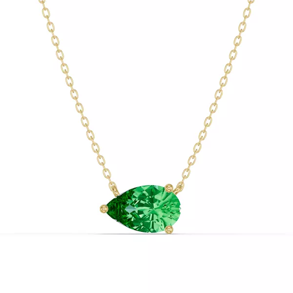 Pear-Shaped Emerald East-West Solitaire Necklace