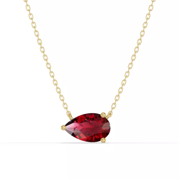 Pear-Shaped Garnet East-West Solitaire Necklace