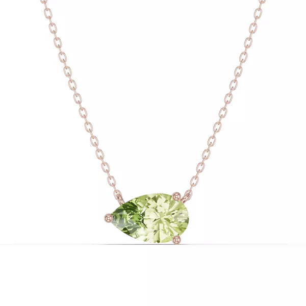 Pear-Shaped Peridot East-West Solitaire Necklace