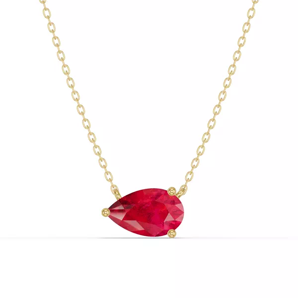 Pear-Shaped Ruby East-West Solitaire Necklace
