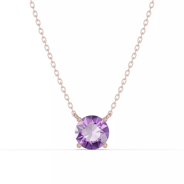 Round Amethyst Solitaire Necklace