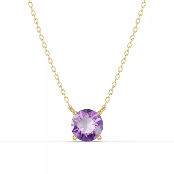 Round Amethyst Solitaire Necklace