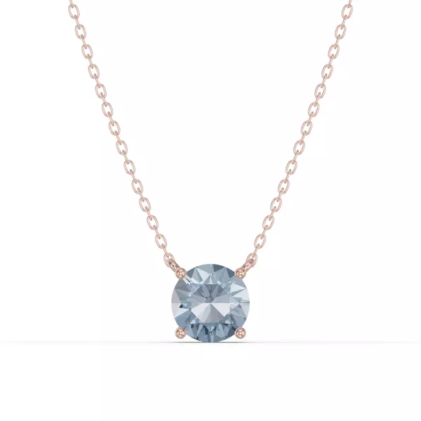 Round Aquamarine Solitaire Necklace