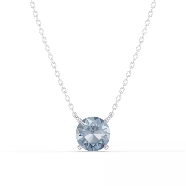 Round Aquamarine Solitaire Necklace