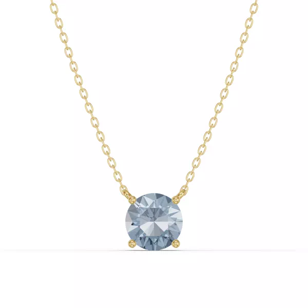 Round Aquamarine Solitaire Necklace