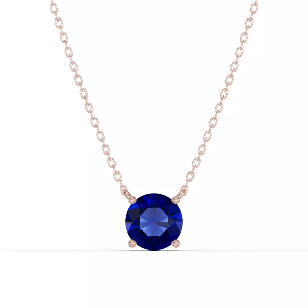 Round Sapphire Solitaire Necklace