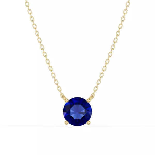Round Sapphire Solitaire Necklace