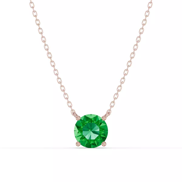 Round Emerald Solitaire Necklace